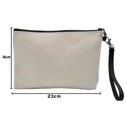 Stock Sublimation Linen Makeup Bag Favor DIY Blank Coin Purse Pencil Bags Heat Transfer Coating Storage Pouch Christmas Gift SN6328