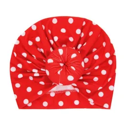 Nishine Baby girl headbands Turban Hat with Round Ball Dot Printed Children Hat Cotton Newborn Beanie Kids Baby Shower Giftt