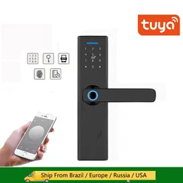 Tuya WIFI Fingerprint smart, пароль без ключа, приложение удаленно Fechadura цифровой дверной замок 201013