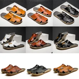 Hot New Sandals Mullers Chinelos Designer Luxury Brand Homens Verão Crocodilo Padrão Mens Meas Moares Genuínos De Couro Flats Sandálias Beach Shoes Grande Tamanho 38-48