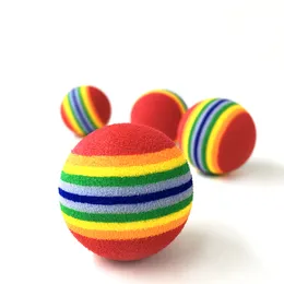 3.5 cm Rainbow Kolorowe Pies Cat Toy Ball Interaktywny kotek Zagraj do żucia grzechotka Scratch Eva Ball Training Pet Supplies