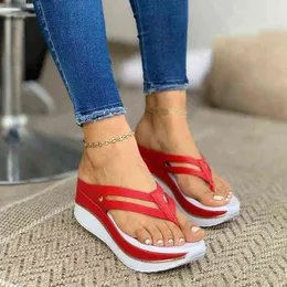 Women Wedges Slip Flip Flops Beach Shoes Indoor Outdoor Chunky Sandals Sandalias De Las Mujeres Chanclas Mujer Verano G220228