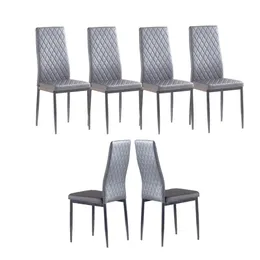 США фондовая кухня мебель светло-серый современный минималистский обеденный стул огнеустойчивый кожаный распыленный металлический труб алмазная сетка RES233T