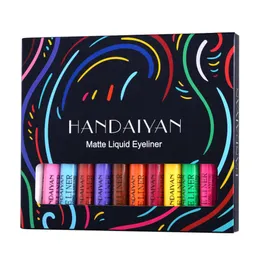 HANDAIYAN Wasserdichter, mattierter, bunter Eyeliner-Stift, 12 Farben/Set, langlebiges Make-up, flüssiger Eyeliner, grüne Augen, Kosmetikstift