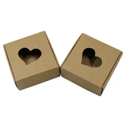 غلاف الهدايا 30pcs/ Lot Brown Kraft Paper Box صغير الحلوى المصنوعة يدويًا الصابون الحرف تخزين حزمة تخزين عتيقة مع Window1