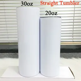 Kişiselleştirilmiş Beyaz Boş Düz Tumbler 30 OZ 20OZ Sıska Tumblers Isı Transferi Kupası için Çift Vakum Yalıtım Süblimasyon Kaplama