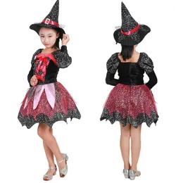 Kleidung Sets 4 stücke Kinder Mädchen Halloween Kleinkind Baby Party Kostüm Cosplay Kleid + Hut + Stick + Tasche Outfits set #