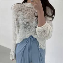 Women's Sweaters HziriP Thin Oversize Loose Sunscreen All Match High Quality Knitwear 2021 Solid Chic Light Summer Brief Knitted