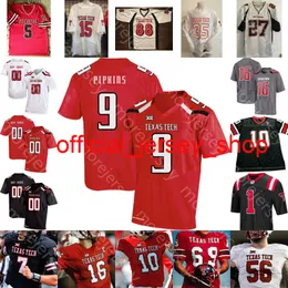 Custom Texas Tech TTU Football Jersey NCAA College Thompson Rigdon Xavier White Jax Welch Mannix Thompson Washington Jr. Hutchings Leggett