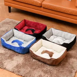 Calming Bed Washable Kennel Pet Floppy Extra Comfy Plush Warm Cushion with Nonslip Bottom All Size Dog House 201223