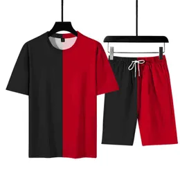 Mäns Casual Sports Short-Sledd T-shirt Svokat Sommar Ny Stil Ungdom Mäns Mode Koreansk Round Neck Two-Pites Suit G1222