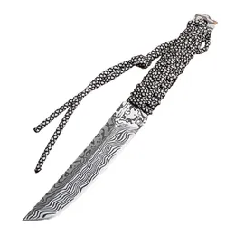 Coltello a lama fissa 440C Tanto Blade Full Tang Manico in paracord Coltelli dritti con fodero in pelle H5397