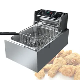 6L Electric Big Deep Fryer Multifunktionell Kyckling Fry Maskin Kommersiell Grill Stekpanna Fransk Fries Fryer