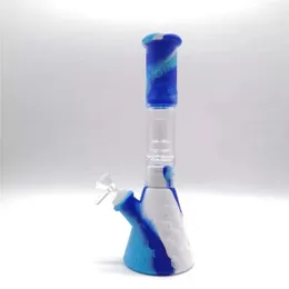 4 färger Silikon Bong bärbara vattenrör Avtagbara bägare Bongs för rök med glasskål