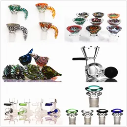 Colorful different style 14mm and 18mm glass bowl handle pipe for smoking