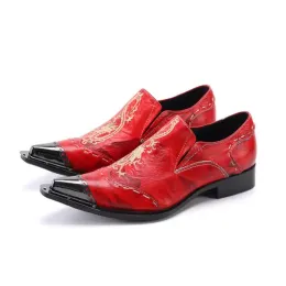 Plus Size 38-47 Man's Genuine Red Business Party Leather Dress Shoes Men Formal Flats Oxfords Zapatos Hombre