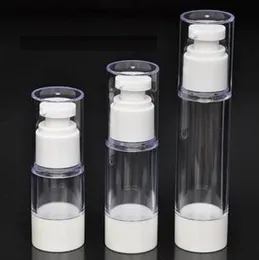 15ml 30ml 50ml plast vit luftfri flaska med anka munstyckspump, kosmetisk serum lotion gel förpackning vakummflaska, 20st / parti
