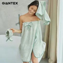 Giantex 4 قطعة / مجموعة النساء الحمام ستوكات مناشف حمام للبالغين حمام منشفة الشعر منشفة مجموعة serviette دي bain toalhas دي banho Y200429