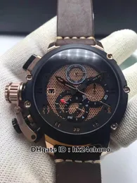 11 colori orologi mancini 50mm U51 U-51 scheletro quadrante nero cronografo al quarzo orologio da uomo Chimera bronzo 7474 cinturino in pelle da uomo orologi da polso sportivi