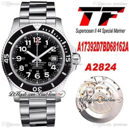 TF Supercean II 44 Specjalny Mariner ETA A2824 Automatyczny Zegarek Mens A17392D7BD68162A Black Dial Numer Bransoletka Super Edition Puretium A01D4
