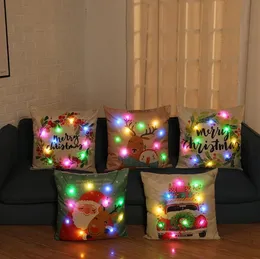 Sofá LED Throw Travesseiro Covers Christmas Fronha Capa de Linho Capa de Almofada Casa Acessórios Home Suprimentos Cerca de 45 * 45cm 5 Designs BT779
