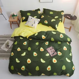 Set di biancheria da letto di cartone animato di avocado per bambini Copripiumino per adulti King Queen Size Letto di stampa Set Tessili per la casa verdi Biancheria da letto 3 / 4 pezzi Y200111