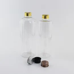 300ml/400ml Large Size Cosmetic PET Bottles For Shampoo Toner Empty Transparent Containers With Aluminum/Plastic Screw Cap 12Pcs