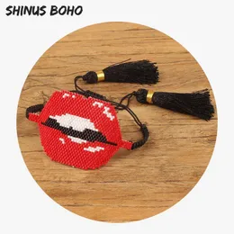 Shinusboho Big Red Lip Bracelets Barcelets for Women Weave Miyuki Seed Beads Bracelet Female Gift Jewelry Adjustable1