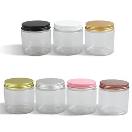 200g Refillable Transparent PET Jars Aluminum Lids Empty Clear Plastic Cosmetic Contaier with seal