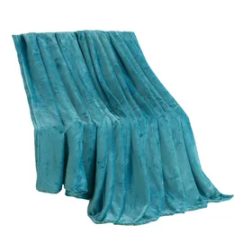 Beddowell Coral Fleece Blanket Solid Blå Polyester Plaid Bedsheet Single Doube Bed Queen King Size Faux Fur Blankets på sängen 201112