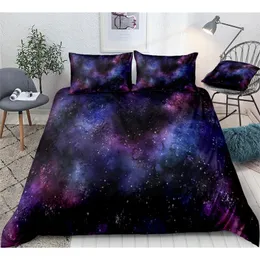 3D Galaxy Bedding Set Outer Space Quilt Cover Queen Home Textiles Blue Purple Universe Duvet Cover Set 3PCS King Dropship Teens 201021