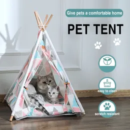 Pet Tent House Cat Bed Portable Teeeeee с толстой подушкой и 6 цветами Доступны для собак щенок Excursion Открытый Внутренний 201123