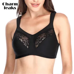 Charmleaks Bras Women's Olined Everyday Bra Lace Bomull Hollow Out Lätt vadderad T Shirt Bra Comforable LJ200821