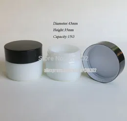 12CS / серия 15G White Glass Jar с черными крышками, контейнер, косметической упаковки, крем