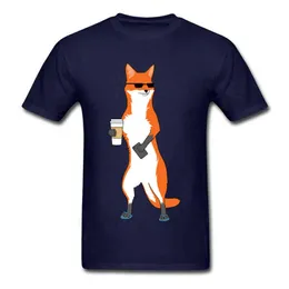 Cool Fox Macho Funky Slim Fit Tops Camisas Redondo Pescoço Verão Outono De Algodão Top t - shirts Normal de manga curta camisa de roupa G1222