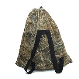 Mały rozmiar Outdoor Army Green Mesh Hunting Plecak Bionic Kamuflaż Polowanie Bait / Torba Przynęta Ruksack Narzędzie Torba do przechowywania Porceum Q0705