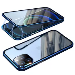 Handyhüllen 360 Vollgehärtetes Glas Magnetische Adsorptions-Telefonhüllen für iPhone 12 Pro Max 14 15 13 11 XS XR X 8 7 Plus J5ZO