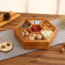 Gift Wrap Storage Wooden Candy Box Dispenser With Lid Nut Dried Fruit Server Display Plate Tray Home Party Wedding Decor1