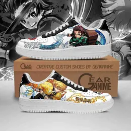 Shoes Diy Anime Shoes Tanjiro and Zenitsu Sneakers Demon Slayer Running Sport Walking Lightweight Tennis 240311