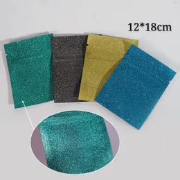 100 pezzi 12*18 cm Sparkle Gifts Zip Lock Packaging Craft Craft Bags 4 Colori Disponibili Cancelle Candy Borse Riealizzabile