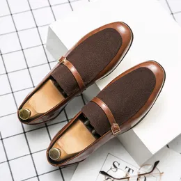 New Men Business Oxford Cow Suede Brown Casual Classic Vintage Monk Buckle Dress Wedding For Male Brogue Shoes