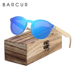 BARCUR Occhiali da sole Cat Eye Wood Bamboo Occhiali da sole Donna Fashion Mirror Occhiali da sole Uomo Brand Designer Occhiali J1211