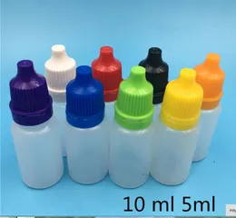 1000 جهاز كمبيوتر شخصى شحن مجاني 10ML زجاجة من البلاستيك لقطرة حمراء قطرات أصفر أزرق أسود غطاء العيون العين زجاجات التعبئة فارغة