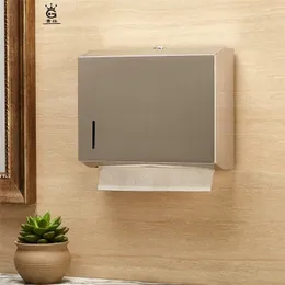 Metal Tissue Box Holder Paper Towel Dispenser Gold Public Toilet Double Wall Stainless Steel Wall-mounted Without Punching FH020 201222