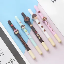 5 pcs Chocolate biscuit pen gel pen Cute donuts cake ballpoint pens Black color ink Stationery item Office School supplies A6710 201111