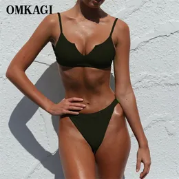 Omkagi Marka Brazylijski Bikini Swimsuit Stroje Kąpielowe Kobiety Sexy Push Up Bikinis Set Beachwear Maillot de Bain Femme Kostium kąpielowy T200508