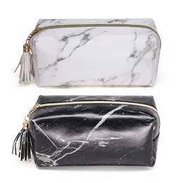 Fashion Women Girls Marble Zipper Tassel Purse Travel Makeup Cosmetic Bag Lady Toiletry Pencil Case Stationery Organizer New