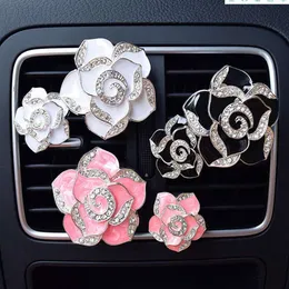 Creative Fashion 2-Piece Set Camellia Car Air Conditioning Air Outlet Perfume Clip