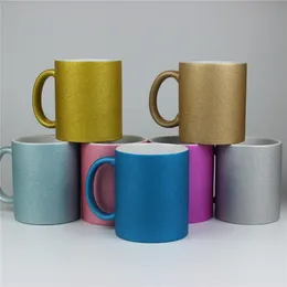 320ml / 11oz昇華セラミックマグカップ輝く蛍光電解めっきタンブラーマグネシア磁器中国コーヒーカップの白い箱のDIYのデザイン