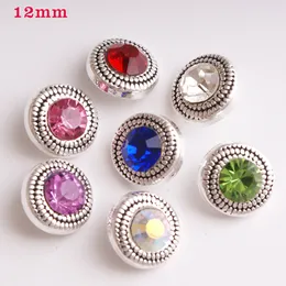 Fashion Mini Rhinestone Snap Button Jewelry Components 12mm Metal Snaps Buttons Fit Earrings Bracelet Bangle Noosa TZ003